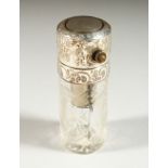 A GOOD EDWARD VII CUT GLASS SILVER TOPPED ATOMISER. Birmingham 1909. 9cms high x 3.5cms diameter.