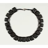 A GOOD WHITBY JET NECKLACE.