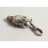 A NOVELTY SILVER FROG WHISTLE. 4cmd long.