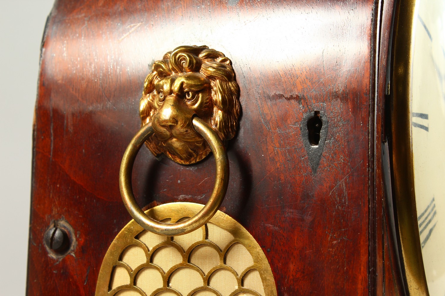 A REGENCY MAHOGANY BRACKET CLOCK, with domed top, brass grilled sides, lion ring handle, eight-day - Image 2 of 13