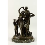 AFTER CLODION, A CLASSICAL BRONZE GROUP of a male and female figure with two young children, on a