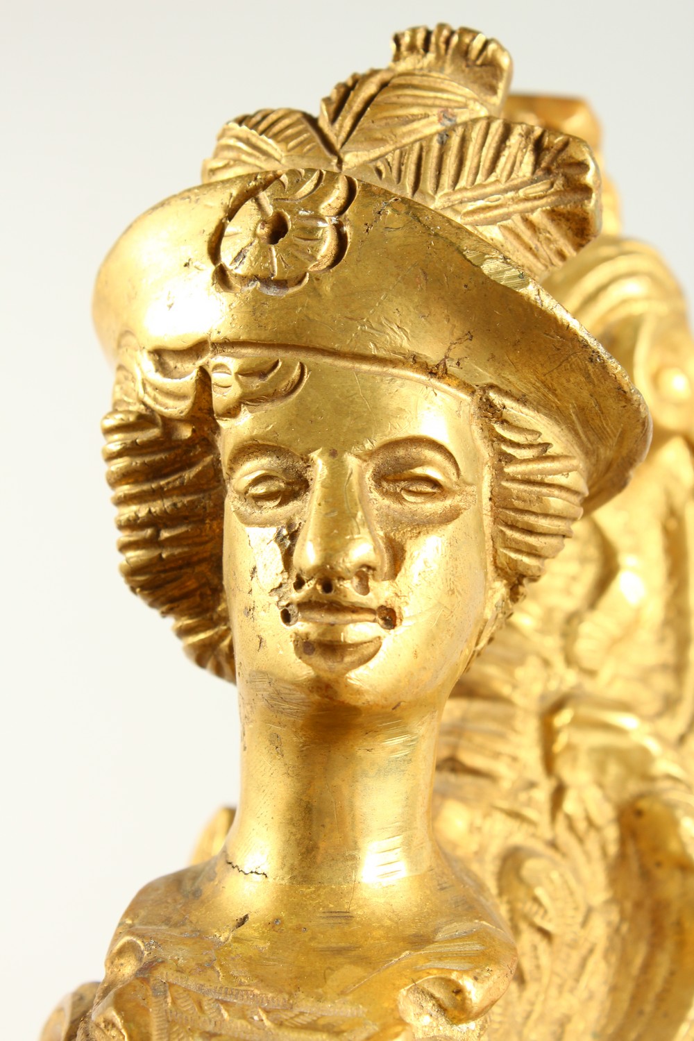 A GOOD PAIR OF LOUIS XVITH DESIGN ORMOLU TWO BRANCH WALL LIGHTS with female caryatid figures and - Image 6 of 8