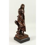 EUGENE LAURENT (1832-1898) FRENCH. A BEAUTIFUL BRONZE SCULPTURE "LA FILEUSE" (THE SPINNER).