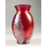 A BRIERLY STUDIO GLASS BOTTLE VASE.