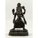 A SMALL CHINESE BRONZE GOD. 5.5ins high.