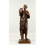 19TH CENTURY ITALIAN SCHOOL. A STANDING BRONZE OF A CLASSICAL LADY on a square base. 68cms high.