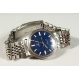 A VERY GOO BLUE FACET OMEGA WRISTWATCH.