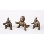 THREE BRONZE INDIAN FIGURES.