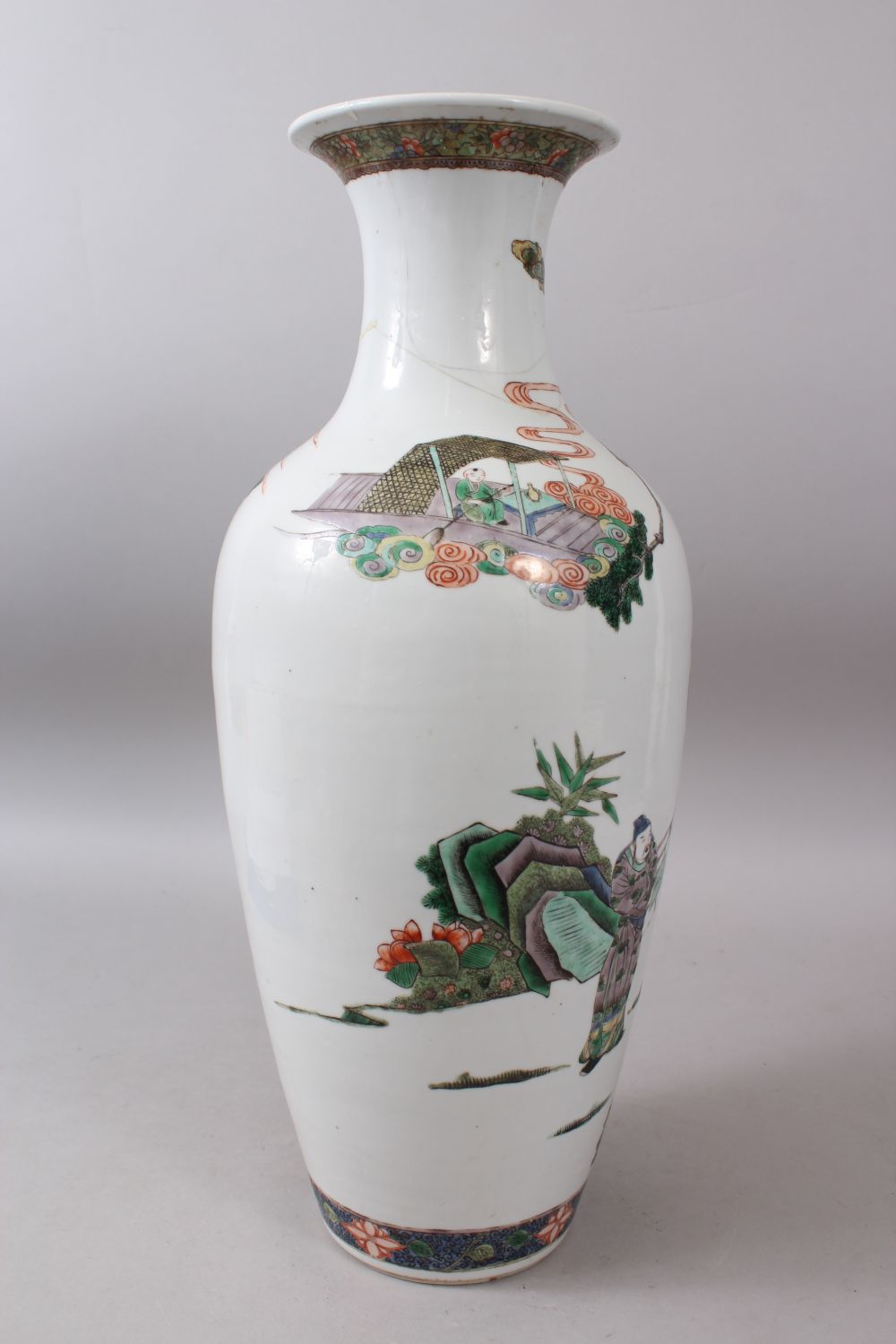 A LARGE CHINESE KANGXI PERIOD FAMILLE VERTE VASE Circa 1700, painted with various figures, trees - Image 3 of 10