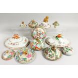 A BOX OF TWELVE 18TH AND 19TH CENTURY PORCELAIN TUREEN AND VASE LIDS.