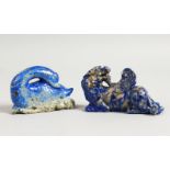 TWO SMALL CHINESE LAPIS CARVINGS.