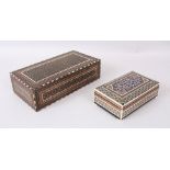 TWO FINE PERSIAN INLAID WOODEN BOXES.