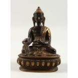 A BRONZE BUDDHA. 4.5ins high.