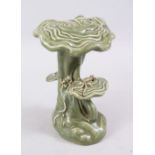 A CHINESE GANODERMA LINGZHI MUSHROOM TROOP PORCELAIN FIGURE, 25cm high x 19cm wide approx.