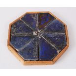 A SET OF EIGHT 17TH CENTURY PERSIAN SAFAVID LUSTRE BLUE TILES on a wooden base. Provenance: