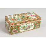 A GOOD CANTON RECTANGULAR BOX AND COVER with two division interior. 7ins long.