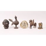 A COLLECTION OF FIVE INDIAN BRONZES.