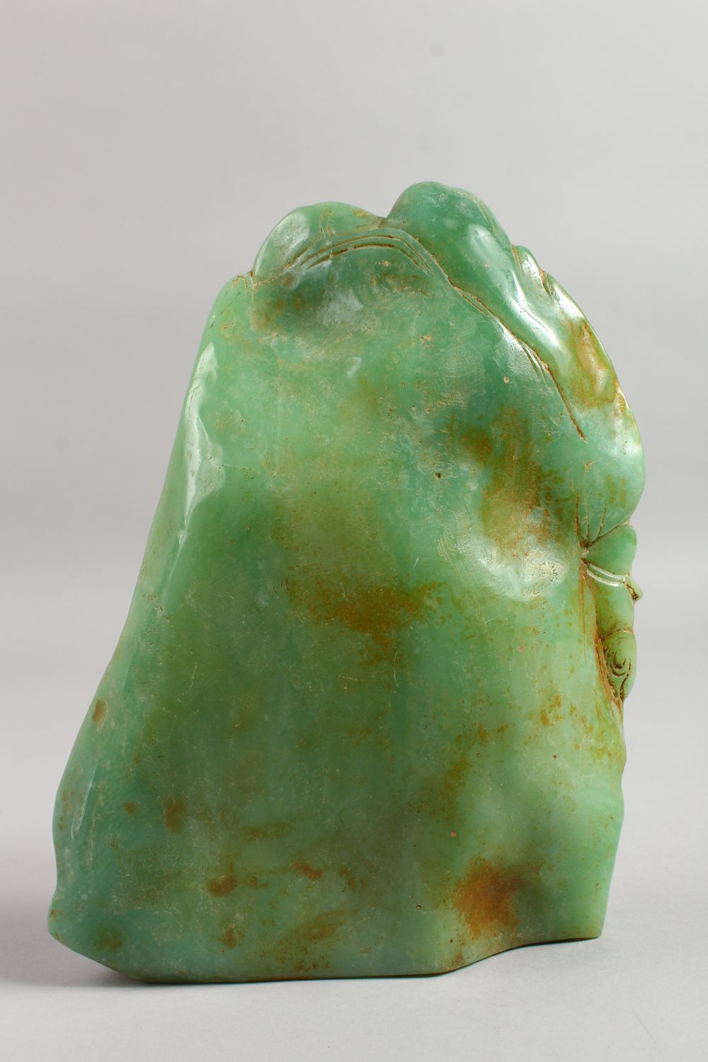 A CARVED GREEN STONE GROUP with four figures. 8.5ins high. - Image 6 of 8