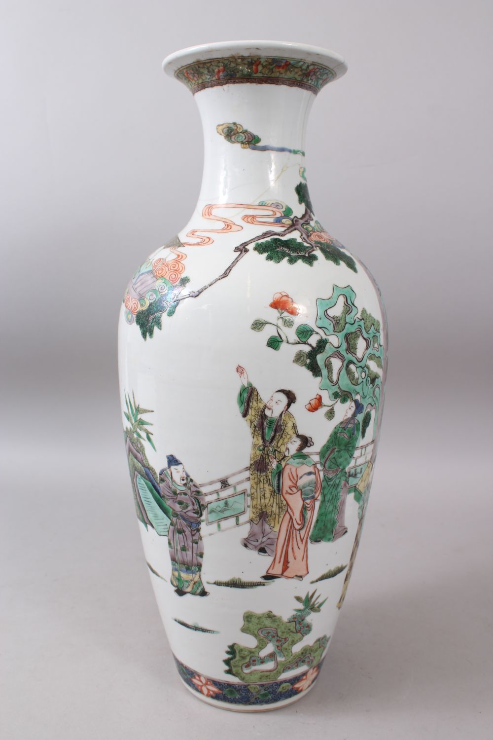 A LARGE CHINESE KANGXI PERIOD FAMILLE VERTE VASE Circa 1700, painted with various figures, trees - Image 2 of 10