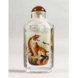 A GOOD SNUFF BOTTLE painted with tigers.