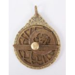 A RARE 18TH - 19TH CENTURY PERSIAN QAJAR MINIATURE ASTROLABE.