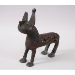 A VERY RARE 12TH-13TH CENTURY BRONZE PERSIAN SELJUK LION INCENSE BURNER, 17cm long x 17cm high,