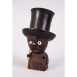 A JAPANESE KOBE TOY NOVELTY DICE SHAKER, as a gentleman wearing a top hat, pop out ivory eyes, his