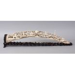 A GOOD LATE 19TH / EARLY 20TH CENTURY CHINESE CANTONESE CARVED IVORY BRIDGE / TUSK SECTION, the