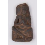 A FINE 12TH-13TH CENTURY CARVED STONE GANDHARA BUDDHA sitting praying and crossed legged, 15cm x
