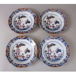 A GROUP OF FOUR 18TH CENTURY CHINESE QIANLONG PERIOD PORCELAIN SOUP PLATES, 21.5cm.