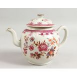 AN 18TH CENTURY CHINESE FAMILLE ROSE TEAPOT decorated with flowers.