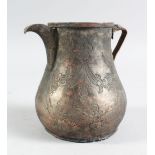 AN 18TH CENTURY OTTOMAN TURKISH TINNED COPPER COFFEE POT, 12cm high.