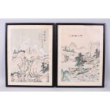 A PAIR OF 19TH / 20TH CENTURY CHINESE PAINTINGS ON SILK, depicting landscape settings, with