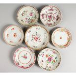 SEVEN VARIOUS 18TH CENTURY CHINESE SAUCERS.
