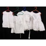 FOUR CHILD'S EDWARDIAN/VICTORIAN COTTON PINAFORE DAY DRESSES/PETTICOATS.