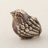 A CHUBBY BIRD SILVER PILL BOX.