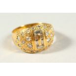 A GOOD 18CT GOLD FANCY DIAMOND RING.