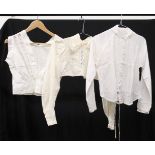 VICTORIAN/EDWARDIAN CREAM COTTON MODESTY TOP, with lace collar and two Victorian/Edwardian cotton