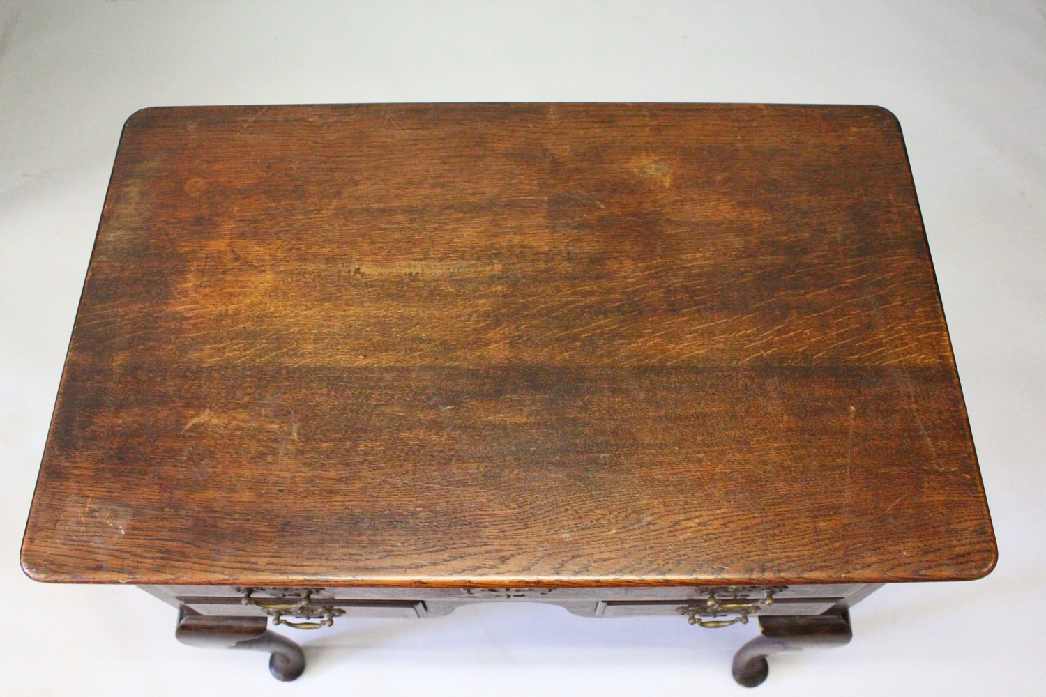 AN 18TH CENTURY STYLE OAK LOWBOY, EARLY 20TH CENTURY, with one long drawer and two short drawers, on - Image 8 of 8