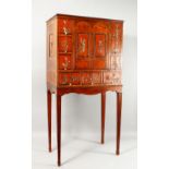 A GOOD GEORGE III MAHOGANY AND SOAPSTONE CABINET ON STAND, LATE 18TH CENTURY, with Chinese Chien-
