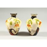 BLACK RYDEN. A SMALL PAIR OF ENGLISH VASES. Maker SP 4ins.