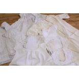 A SELECTION OF VICTORIAN COTTON CHRISTENING GOWNS AND BIBS.