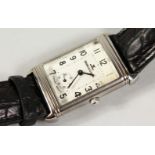 A GENTLEMAN'S JAEGER-LECOULTRE WRISTWATCH, with reversible dial, with leather strap.