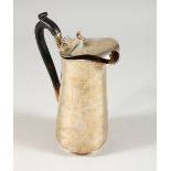 A PLAIN CLARET JUG, with ebony handle. Sheffield 1906. Weight 18ozs.