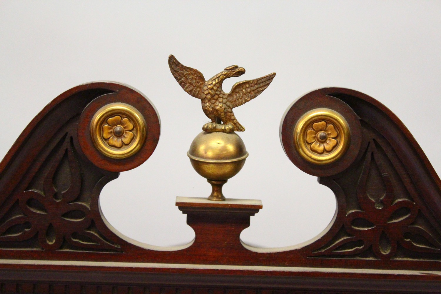 A GEORGE III DESIGN MAHOGANY CORNER CABINET, on associated stand, with pierced swan neck cresting, - Image 6 of 13