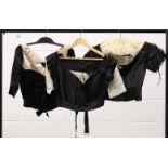 THREE VICTORIAN SILK AND LACE BODICE TOPS, pointed waist and handmade lace trims.