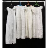 FOUR VICTORIAN/EDWARDIAN COTTON CHRISTENING GOWNS/DRESS, some with Broderie Anglaise panels to