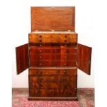 AN UNUSUAL GEORGE III MAHOGANY COLLECTORS CHEST, the rising top housing a superb display of