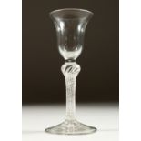 A GEORGE III AIR TWIST CORDIAL GLASS. 15cms high.