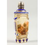 A VERY GOOD PAINTED PLIQUE SCENT BOTTLE.